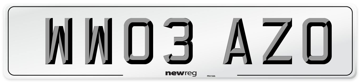 WW03 AZO Number Plate from New Reg